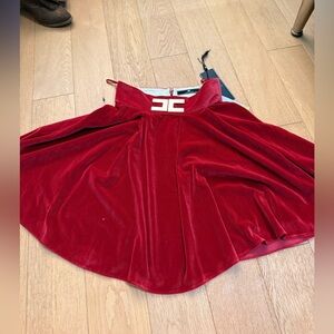 NWT Elisabetta Franchi SKATER RED VELVET SKIRT mini